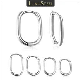 Hoop Earrings LUXUSTEEL 2PCS Stainless Steel Oval Hoops For Women Men Gold Silver Colour Rock Piercing Jewellery Gift