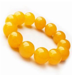 Whole Retail 1016MM Natural Yellow Jade Bracelets Bead Refill Gem Lucky Stretch Elastic Bracelet Fashion Jewelry Women7090162