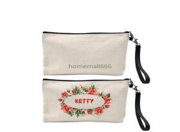 1625cm Personalised Cosmetic Bag Favour Sublimation Credit Card Mobile Phone Bags Flax Outdoor Portable Handbag with Zipper GWE AA9508236