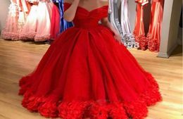 Puffy Tulle Red Prom Dress Glamorous OfftheShoulder Applique ZipperBack Quinceanera Dresses 2017 New Arrival ALine Evening Par6275277