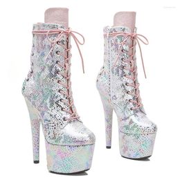 Boots Leecabe 17CM/7inches Snake Upper Pole Dancing Shoes Club Stripper Steel Tube High Heel Platform Boot 3B