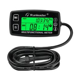 Digital Tachometer Motorcycle Meter Inductive Resettable Tach Hour Meter Thermometer Temp Meter for Boats Gas Engine Marine ATV 240430