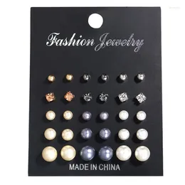 Stud Earrings Faux Pearl Set 15 Pairs Women's Korean Fashion Simple Tassel For Girls Women Ear Ring
