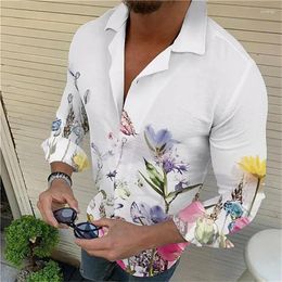 Men's Dress Shirts Fashion Floral Cotton Elastic Lapel Shirt Casual Festival Outdoor Street Blue Purple Button Top Plus Size 2024
