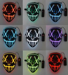 Horror LED Luminous Glowing Halloween Party Mask Neon EL Hallowmas Masque Masquerade Cosplay Masks Dark Funny Supplies ZXFTL06425485635