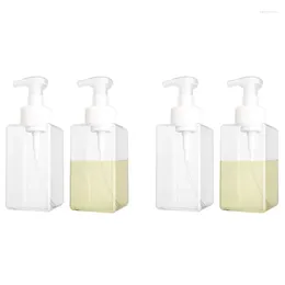 Storage Bottles 4 Pack Foaming Soap Dispenser 15Oz Refillable Foam Liquid Hand Empty Plastic Pump Bottle Container - Clear 450Ml