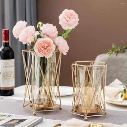 Candle Holders Nordic Metal Holder Simple Golden Candlestick Geometric Shapes Table Vase Wedding Decor Romantic Home