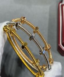 Screw bangle diamonds 18 K gold 1619CM official replica Jewellery top quality luxury brand 5A bangles classic style ADITA bracelet 8975425