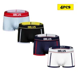 Underpants 4PCS Camouflage Sexy Men Underwear Sport Boxer Shorts Mens Mesh For OR193