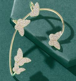 Pretty diamond 3d butterfly ear cuff fashion luxury designer cuff earrings for woman girls gold gift box 1236 B363774902887479