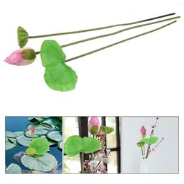 Decorative Flowers 1 Set Fake Lotus Pick Artificial With Stem Garden Pond Decoration
