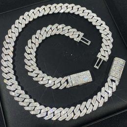 Rapper Populäres Design Baguette Diamant Armband S925 Moissanit Schmuck Set Luxus kubanische Kettenverbindung Halskette