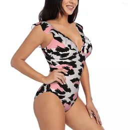 Women's Swimwear Sexy One Piece Swimsuit 2024 Women Leopard Print Ruffled Monokini Female Bodysuit Girl Beach Bathing Suit