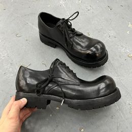 Genuine Leather Shoes for Both Men and Women, Washed and Worn, Vintage Small Leather Shoes, Genuine Leather Round Toe Small Group of People