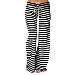 Stripe Wide Leg Yoga Pants Plus Size Women Loose Pants Long Trousers for Yoga Dance S M L XL XXL 3XL Soft Cotton Home 2877