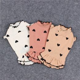 Dog Apparel Pet Clothes Hearts Flying Sleeve Dress For Clothing Cat Small Cute Thin Spring Summer Fashion Boy Girl Products 2024