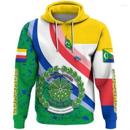 Men's Hoodies Africa Comoros Map Flag 3D Printed For Men Clothes Patriotic Tracksuit National Emblem Graphic Sweatshirts Male Tops