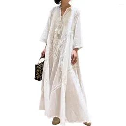 Casual Dresses 2024 Lantern Sleeve Women's Shirts Lace Up Solid Loose Straight Long Female Spring Autumn