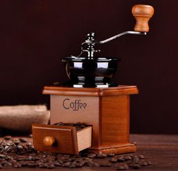 Classical Wooden Manual Coffee Grinder Hand Stainless Steel Retro Coffee Spice Mini Burr Mills Highquality beans milling Grinder7696594