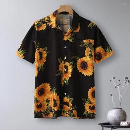 Men's Casual Shirts Terrific Men Shirt All Match Quick Dry Colorful Printing Turn-down Collar Beach Top Buttons