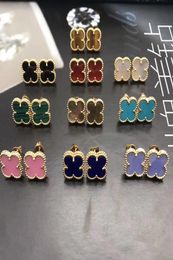 10CM Mini flower brass material top quality flower with nature stone stud earring for women wedding gift Jewellery PS86076704253