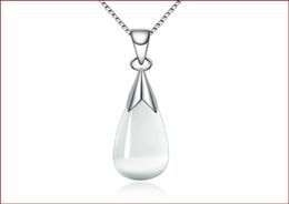 New Fashion Pink White Opal Cats Eye Stone Water Drop Pendant Waterwave Chain Women Bridal Wedding Jewellery Necklace4089725