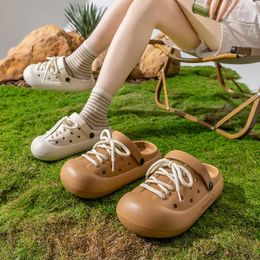 Casual Shoes 2024 Graden Female Student Version Of EVA Lace-up Baotou Sandals And Slippers In Summer Slip-proof Outside The Beach