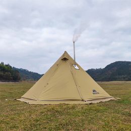 4-6 People Tipi Tent with Stove Jack Camping Pyramid Teepee Tent for Camping Backpacking Hiking 240422