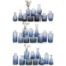 Vases Home Decoration Mini Vintage Vase For Wedding Decorations Blue Glass Bud Set Of 30 - Small Flowers Table Cachepot