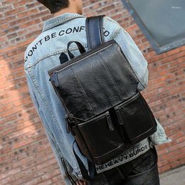 Backpack Leather Men's Fashion Retro Multi-Function Multi-Card Travel Punk Men Bags