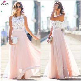 Casual Dresses VOLALO Women Long Chiffon Dress Formal Evening Party V Neck Sleeveless Empire Ball Gowns