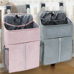 Baby Bed Hanging Storage Bag HighCapacity Waterproof Linen Fabric Portable Crib Parts Crib Bedding Sets Accessories Nappy Bag 240429