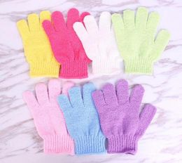 Shower Bath Gloves Candy Color Exfoliating Wash Skin Spa Massage Scrub Body Scrubber Glove Highly Textured Surface Soft bathing gl4794238