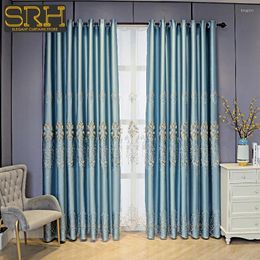 Curtain Luxury European Blackout Embroidered Curtains For Living Dining Room Bedroom Flower Chenille Thickened Fabric Tulle Decor Window