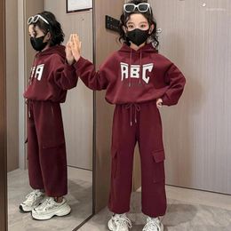 Clothing Sets Girls Sweatshirts Pants Kids Suits 2PCS/Set Cotton 2024 Cute Spring Autumn Formal Sport Teenagers Children