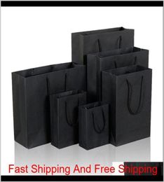 Wrap 10 Size Black Paper Bag With Handle Wedding Birthday Party Gift Christmas Year S9274772