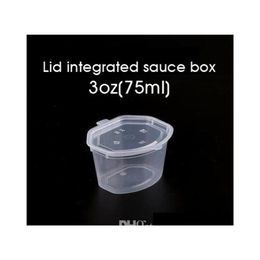 75Ml 3Oz Disposable Plastic Sauce Cups With Lid Seasoning Chutney Box Clear Take-Out Box Food Takeaway Small Storage Box 100Pcs Sntz1 297f