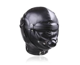 Black Quality Full Blindfold Mask Hood With Mouth Ball Gag Restraint gimp R526930743