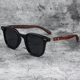 Sunglasses Trendy Retro Wood Grain Square Frame Sun Glasses UV Protection Cycling Outdoor Street Shades Eyewear