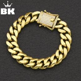 12mm 14mm Cz Stainless Steel Curb Cuban Link Bracelet Gold Silver Plated Hiphop Micro Paved Cz Mens Miami Bangle 7inch 8inch J190721 293v
