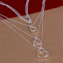 Pendant Necklaces 45cm 925 sterling Silver Necklace Popular fashion Elegant charm women wedding chain hanging heart TOP quality jewelry H240504