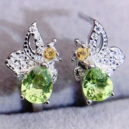 Hoop Earrings Per Jewelry Natural Real Green Peridot Earring Butterfly Style 0.5ct 2pcs Gemstone 925 Sterling Silver Fine L24331