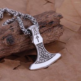 Chains Nordic Vikings Axe Rune Amulet Pendant Men's Punk Hip Hop Street Culture Necklace Stainless Steel Scandinavia Symbol Jewellery