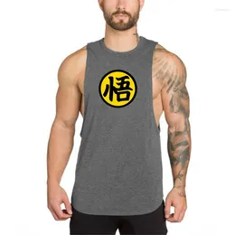 Men's Tank Tops Gym Fitness Bodybuilding Sport Mens Workout Muscle Running Cool Singlets Cotton Breathable Sleeveless Loose T-Shirt