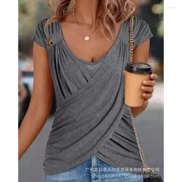 Women's Tanks Wepbel Short Sleeve Peplum Top Tshirt Women Summer O-neck Loose Low Cut Sexy Casual Cap Ruched Wrap