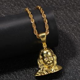 New Designer 18K Gold White Gold CZ Hip Hop President Head Portrait Pendant Necklace Chain for Men Personalized Hiphop Jew4082861