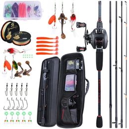 Sougayilang Portable Travel Fishing Combo 1.8-2.4m Casting Fishing Rod and 121bb Reel Combo Fishing Line Lures Bag Accessories 240425