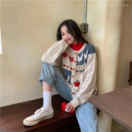 Women's Knits Vintage Casual Loose Love Cardigan Sweater Sweaters Japanese Kawaii Ulzzang Female Korean Harajuku Clothing For Women