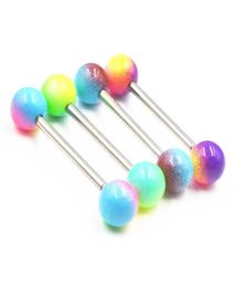 50pcs Body Jewellery Piercing Tongue Ring Barbells Nipple Bar 14G16mmx16mmx6mm Mix Nice Colors1665917