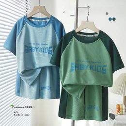 Clothing Sets Summer Children Boy Clothes Set Baby Girls Sports Patchwork Tshirts And Shorts Suit Kid Letter Printed Top Bottom Tracksuits